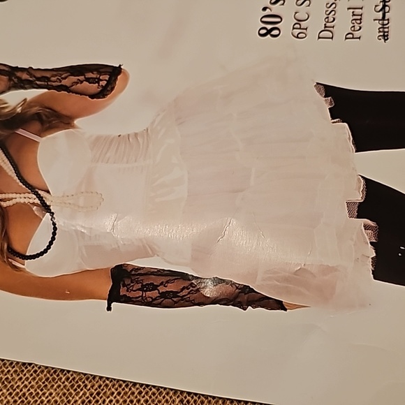 Elegant moments Halloween costume dress & pearls only. Never worn. 80s rock star - Picture 2 of 8